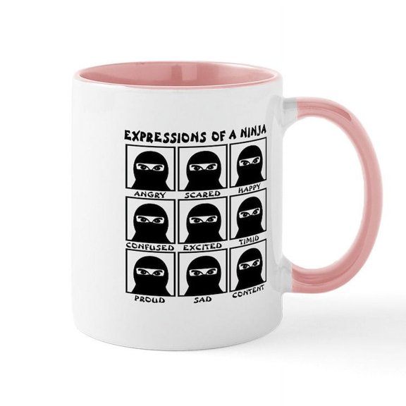 CafePress - Expressions Of A Ninja Mug - 11 oz Ceramic Mug - Novelty Coffee Tea Cup