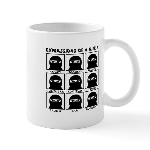 CafePress - Expressions Of A Ninja Mug - 11 oz Ceramic Mug - Novelty Coffee Tea Cup