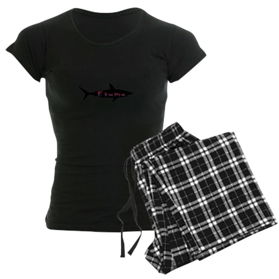 CafePress - Exuma Bahamas Shark Pajamas - Women's Short Sleeve Print T-Shirt and Pants Dark Cotton Pajama Set