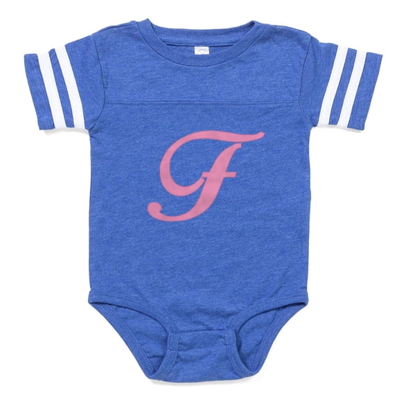 CafePress - F Pink Initial_Tr - Cute Infant Baby Football Bodysuit