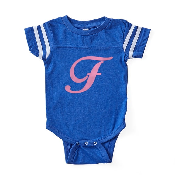 CafePress - F Pink Initial_Tr - Cute Infant Baby Football Bodysuit