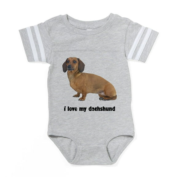 CafePress - FIN Dachshund Smooth Love - Cute Infant Baby Football Bodysuit