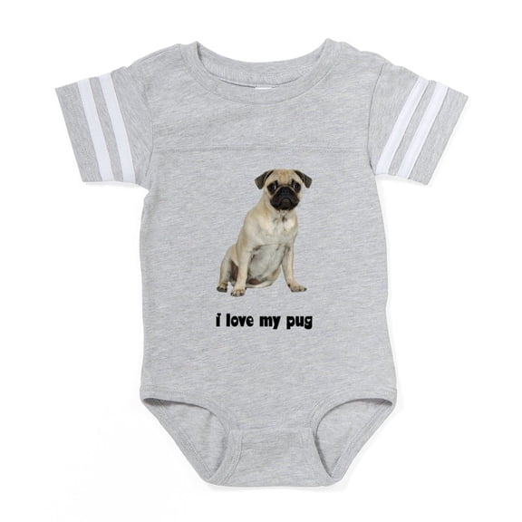 CafePress - FIN Fawn Pug Love - Cute Infant Baby Football Bodysuit