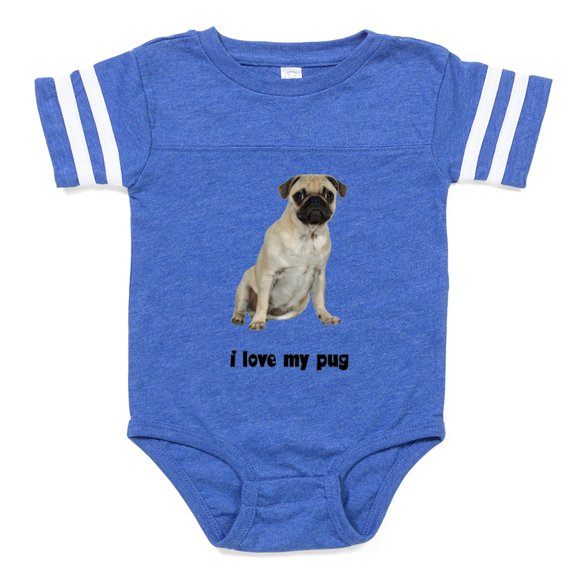 CafePress - FIN Fawn Pug Love - Cute Infant Baby Football Bodysuit