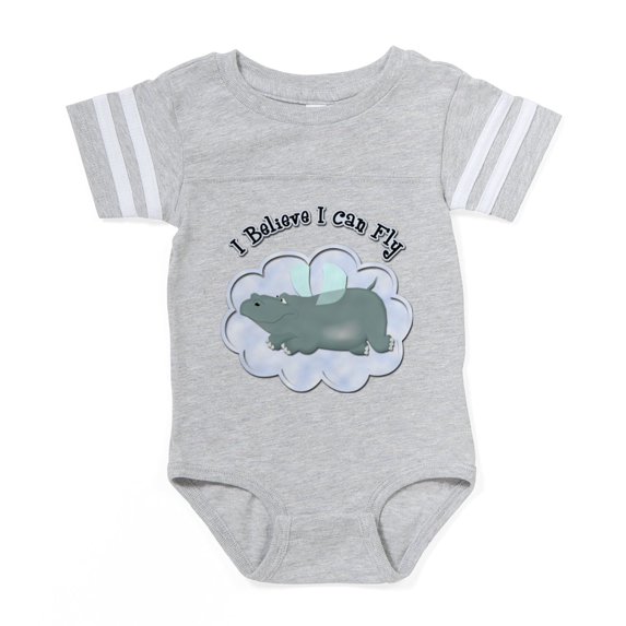 CafePress - FIN Flying Hippo - Cute Infant Baby Football Bodysuit