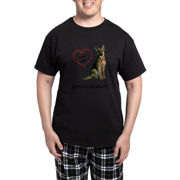 CafePress - FIN German Shepherd Love Men's Dark Pajamas - Men's Dark Loose Fit Cotton Pajama Set