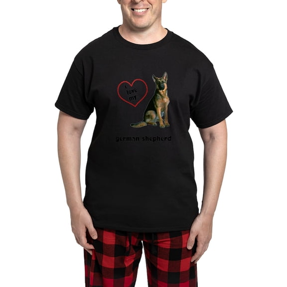 CafePress - FIN German Shepherd Love Men's Dark Pajamas - Men's Dark Loose Fit Cotton Pajama Set
