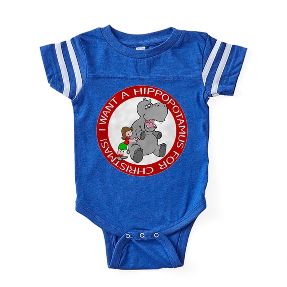 CafePress - FIN Hippo Christmas Girl - Cute Infant Baby Football Bodysuit