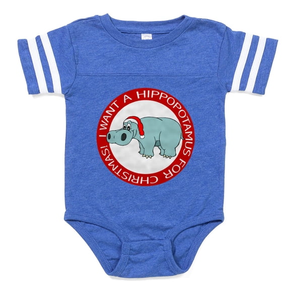 CafePress - FIN Hippo Christmas Rev.Png - Cute Infant Baby Football Bodysuit
