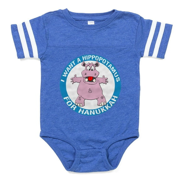 CafePress - FIN Hippopotamus For Hanukkah Baby Football Bodysu - Cute Infant Baby Football Bodysuit