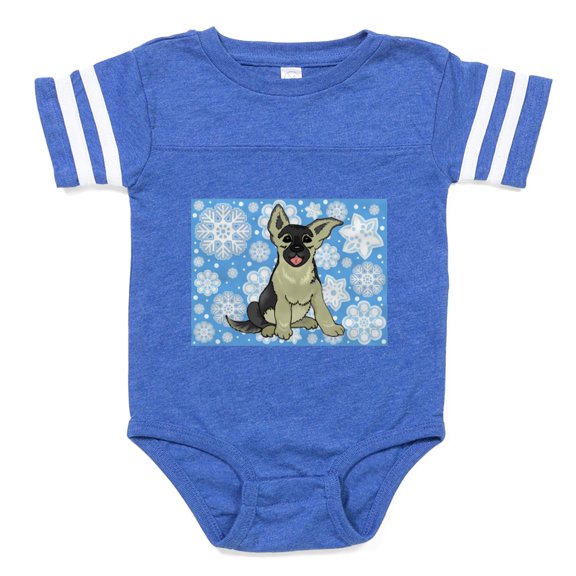 CafePress - FIN Holiday German Shepherd - Cute Infant Baby Football Bodysuit