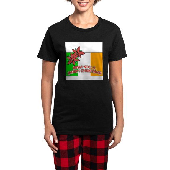 CafePress - FIN Irish Merry Christmas Women's Dark Pajamas - Women's Short Sleeve Print T-Shirt and Pants Dark Cotton Pajama Set