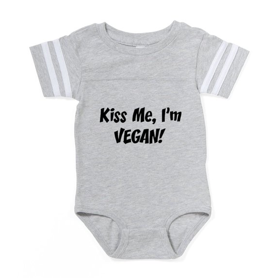 CafePress - FIN Kiss Me Vegan - Cute Infant Baby Football Bodysuit