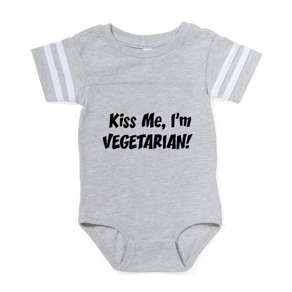 CafePress - FIN Kiss Me Vegetarian - Cute Infant Baby Football Bodysuit