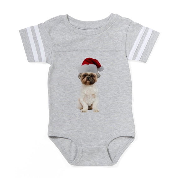 CafePress - FIN Lhasa Apso Santa - Cute Infant Baby Football Bodysuit