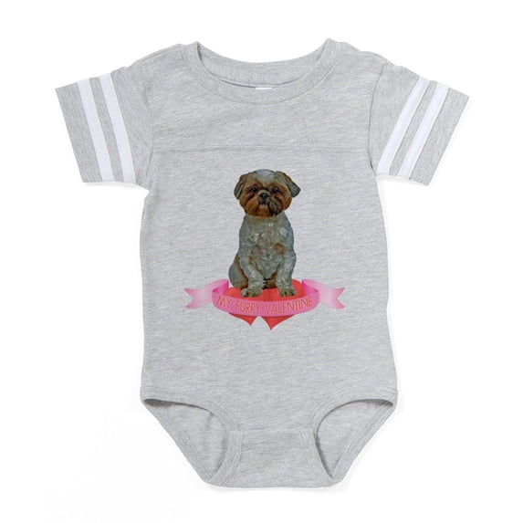CafePress - FIN Lhasa Apso Valentine - Cute Infant Baby Football Bodysuit