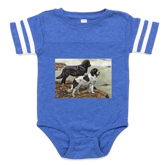 CafePress - FIN Newfoundland Dog Portrait Baby Football Bodysu - Cute Infant Baby Football Bodysuit