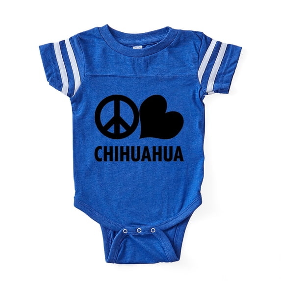 CafePress - FIN Peace Love Chihuahua - Cute Infant Baby Football Bodysuit