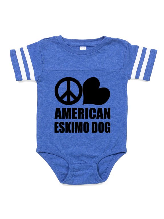 - FIN Peace Love Eskimo Dog - Cute Infant Baby Football Bodysuit