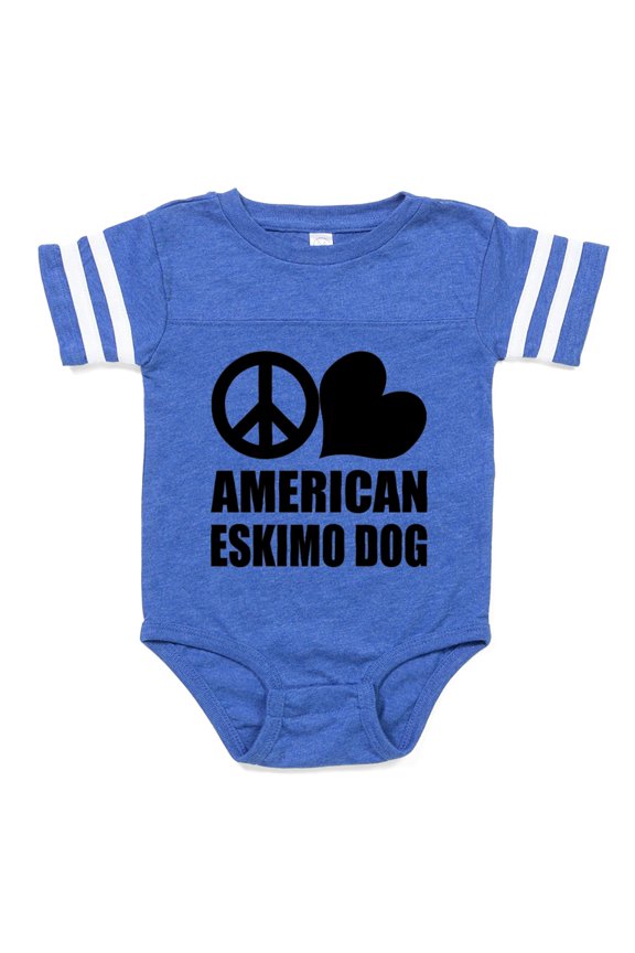 - FIN Peace Love Eskimo Dog - Cute Infant Baby Football Bodysuit