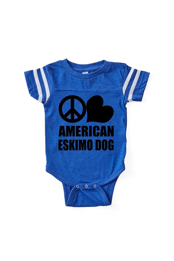 - FIN Peace Love Eskimo Dog - Cute Infant Baby Football Bodysuit