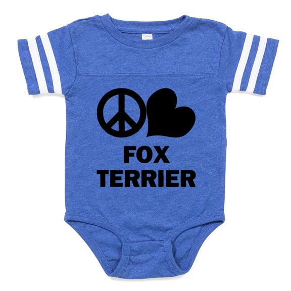 CafePress - FIN Peace Love Fox Terrier - Cute Infant Baby Football Bodysuit