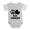 thumbnail image 1 of CafePress - FIN Peace Love Fox Terrier - Cute Infant Baby Football Bodysuit, 1 of 3