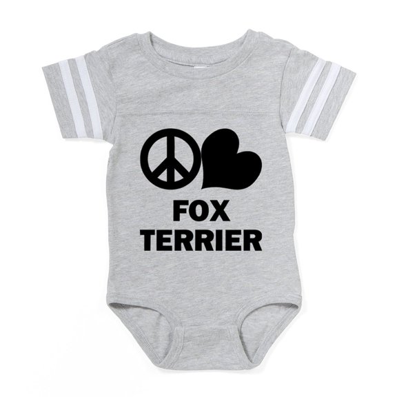 CafePress - FIN Peace Love Fox Terrier - Cute Infant Baby Football Bodysuit