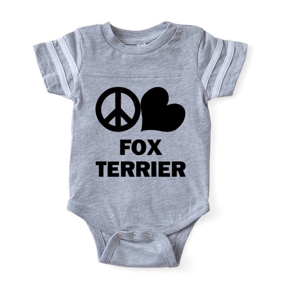 CafePress - FIN Peace Love Fox Terrier - Cute Infant Baby Football Bodysuit