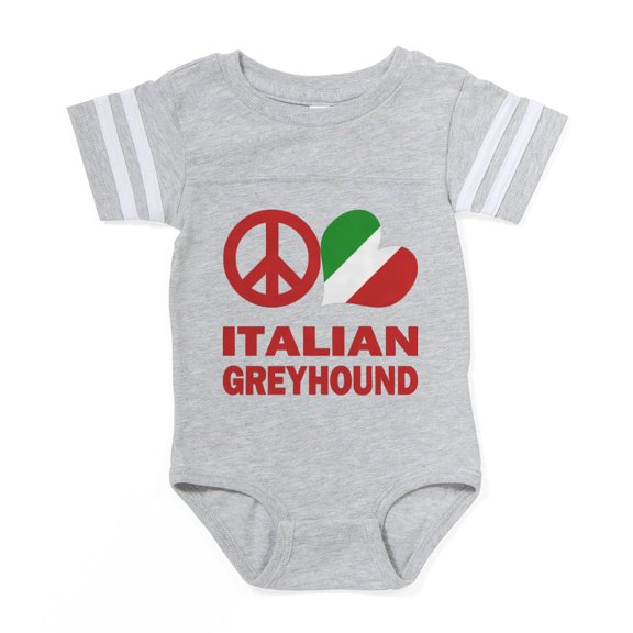 CafePress - FIN Peace Love Italian Greyhound FLAG Baby Footbal - Cute Infant Baby Football Bodysuit
