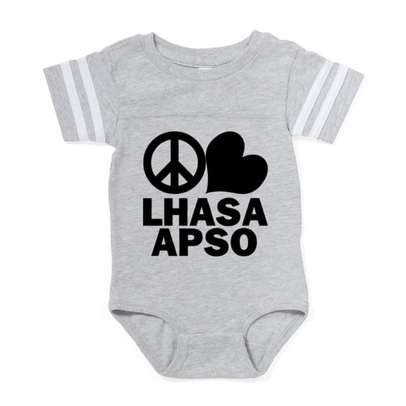 CafePress - FIN Peace Love Lhasa Apso - Cute Infant Baby Football Bodysuit