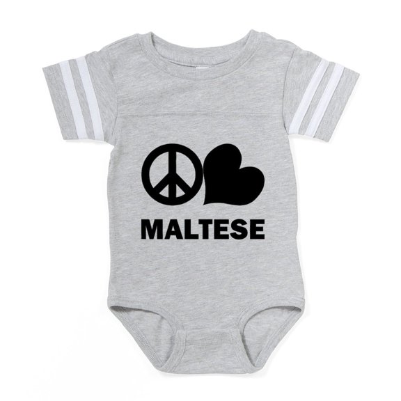 CafePress - FIN Peace Love Maltese - Cute Infant Baby Football Bodysuit
