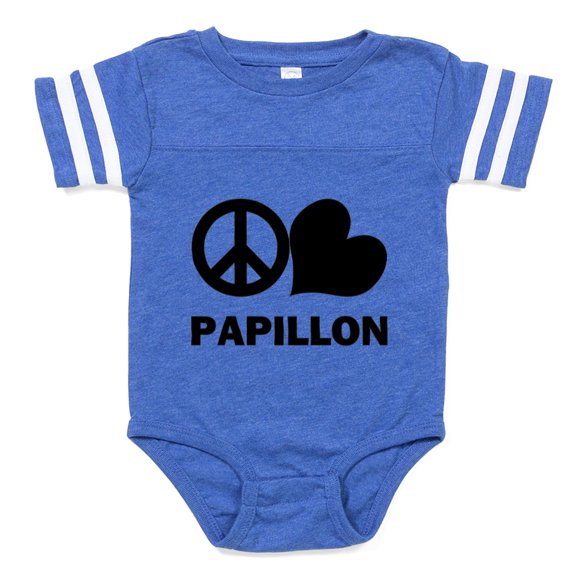 CafePress - FIN Peace Love Papillon - Cute Infant Baby Football Bodysuit