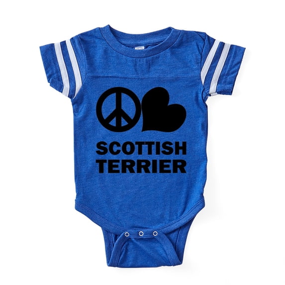 CafePress - FIN Peace Love Scottish Terrier Baby Football Body - Cute Infant Baby Football Bodysuit