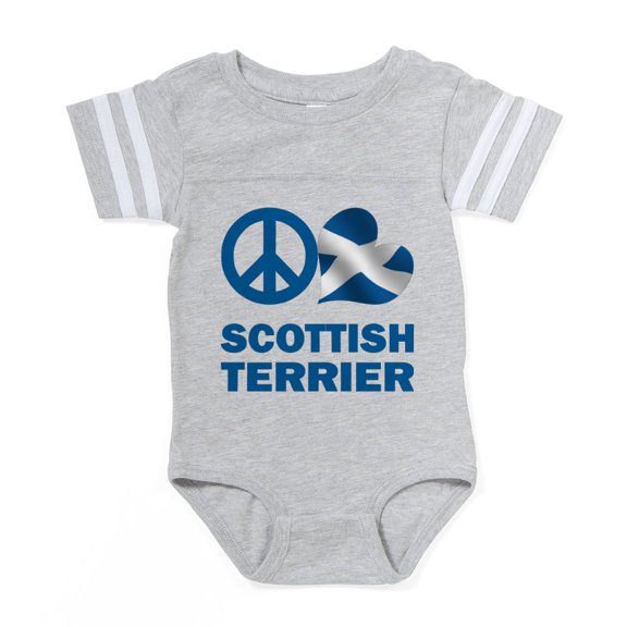 CafePress - FIN Peace Love Scottish Terrier FLAG BLUE Baby Foo - Cute Infant Baby Football Bodysuit