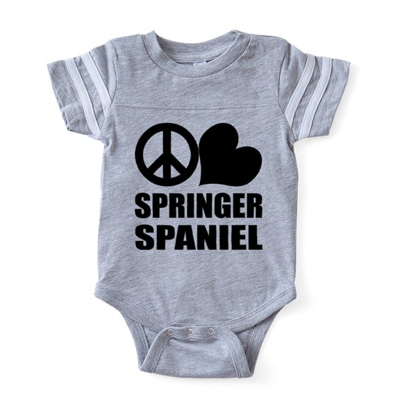 CafePress - FIN Peace Love Springer Spaniel Baby Football Body - Cute Infant Baby Football Bodysuit