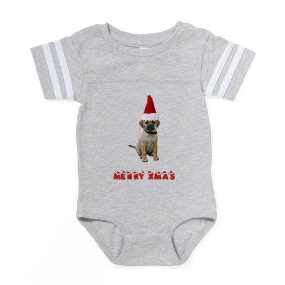 CafePress - FIN Puggle Merry Xmas - Cute Infant Baby Football Bodysuit