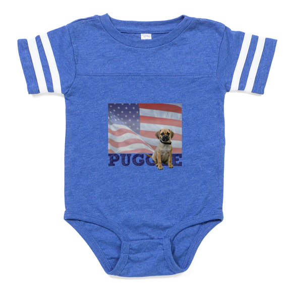 CafePress - FIN Puggle Patriotic2 - Cute Infant Baby Football Bodysuit