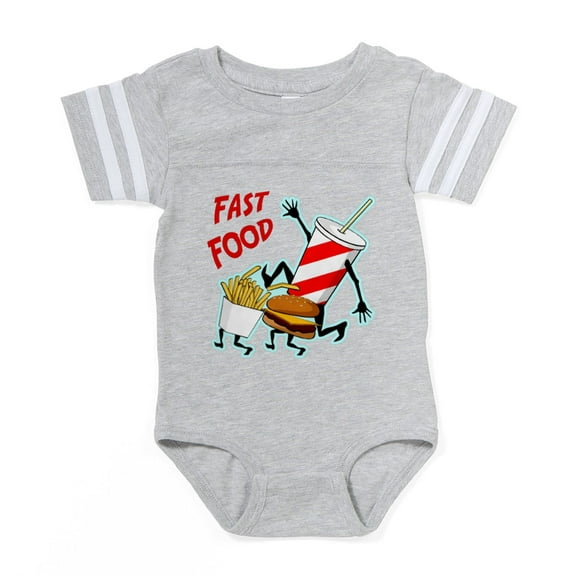 CafePress - FIN Running Fast Food - Cute Infant Baby Football Bodysuit