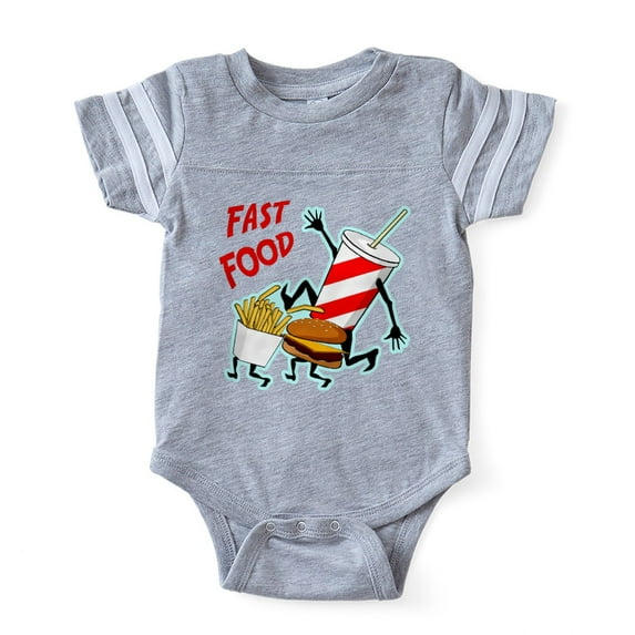 CafePress - FIN Running Fast Food - Cute Infant Baby Football Bodysuit