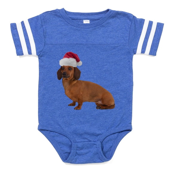 CafePress - FIN Santa Dachshund TRANS - Cute Infant Baby Football Bodysuit