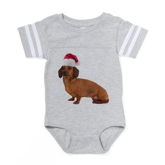 CafePress - FIN Santa Dachshund TRANS - Cute Infant Baby Football Bodysuit