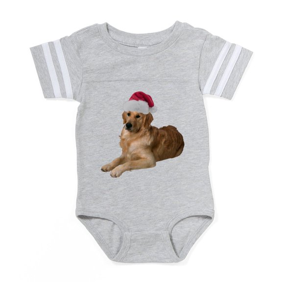 CafePress - FIN Santa Golden Retriever - Cute Infant Baby Football Bodysuit