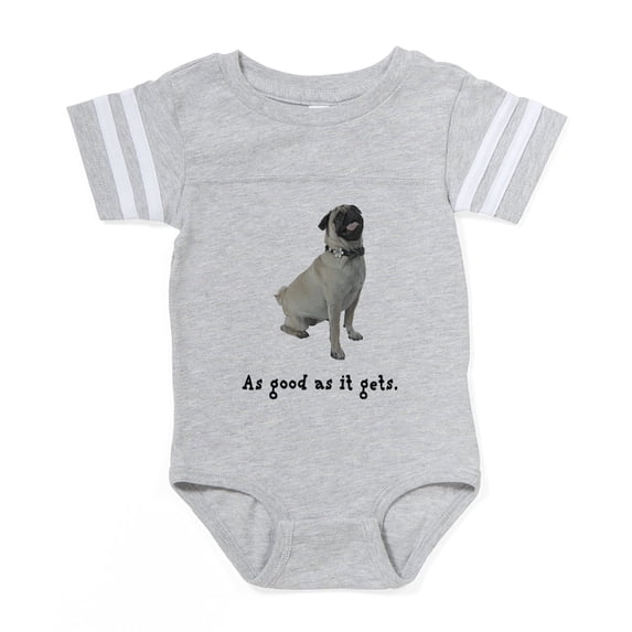 CafePress - FIN Silver Pug Good - Cute Infant Baby Football Bodysuit