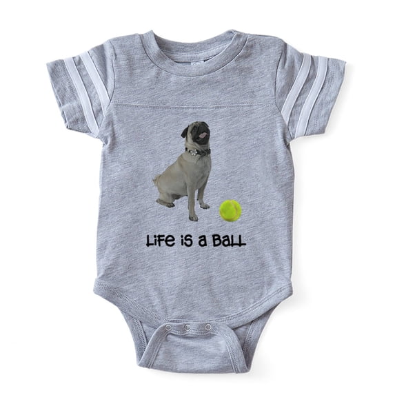 CafePress - FIN Silver Pug Life - Cute Infant Baby Football Bodysuit