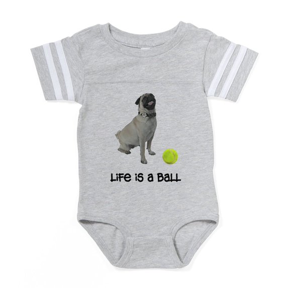 CafePress - FIN Silver Pug Life - Cute Infant Baby Football Bodysuit
