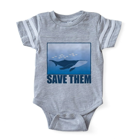 CafePress - FIN Whale Save Them - Cute Infant Baby Football Bodysuit