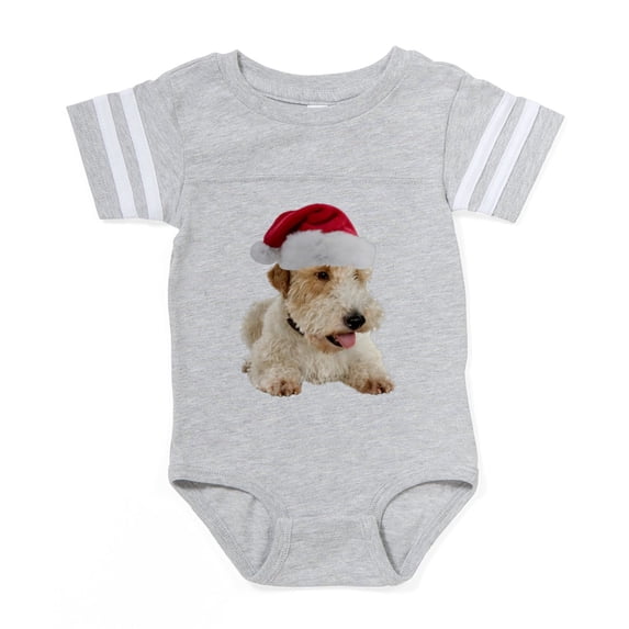 CafePress - FIN Wire Fox Terrier Santa CROP Baby Football Body - Cute Infant Baby Football Bodysuit