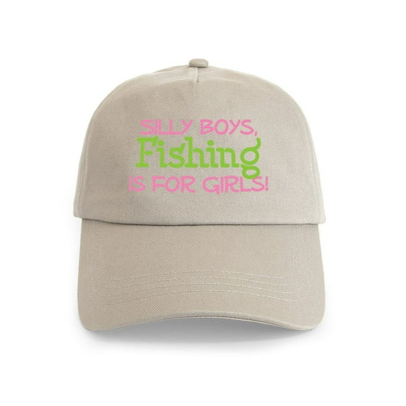 CafePress - FISHING IS FOR GIRLS Cap - Adjustable 100% Brushed Unisex Casual Cotton Baseball Cap, Beige, 1