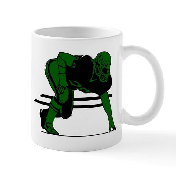 CafePress - FOOTBALL 6 Green - 11 oz Ceramic Mug - Novelty Coffee Tea Cup